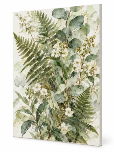 Angled view of Garden after Rain painting on a plain white background