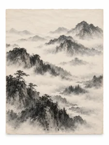 Mountain Stillness painting on a plain white background