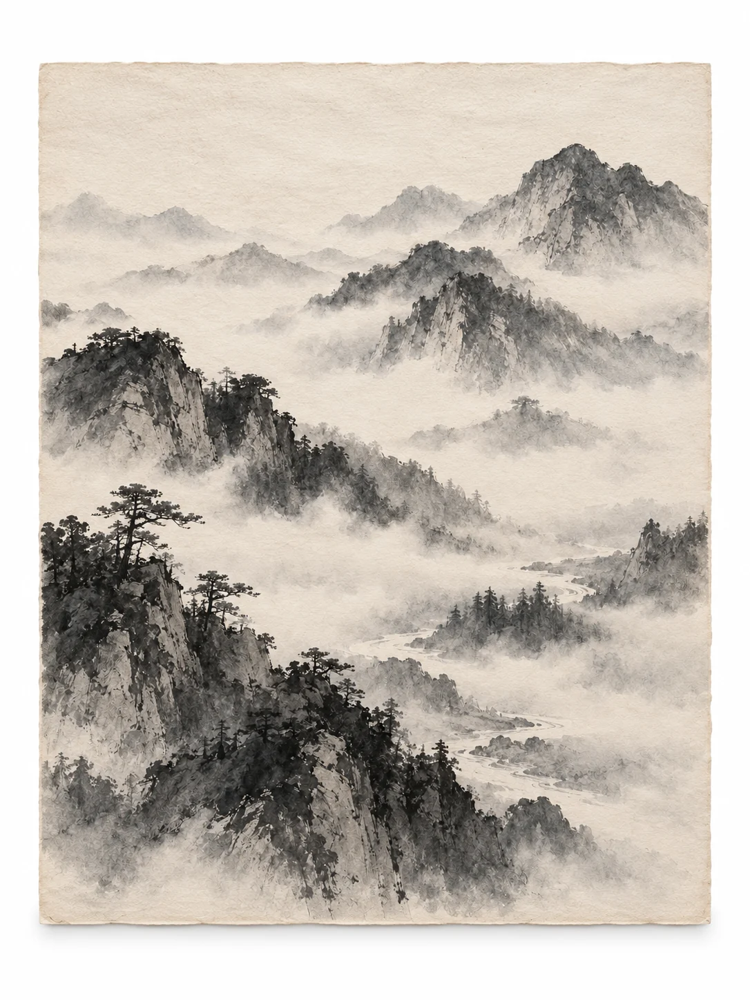Mountain Stillness painting on a plain white background