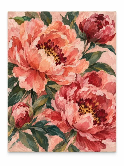 Flowers in a Quiet Room painting on a plain white background