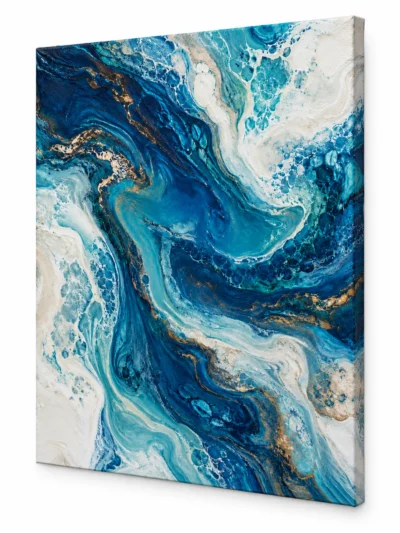 Angled view of Tides painting on a plain white background