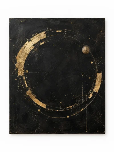 Golden Orbit painting on a plain white background